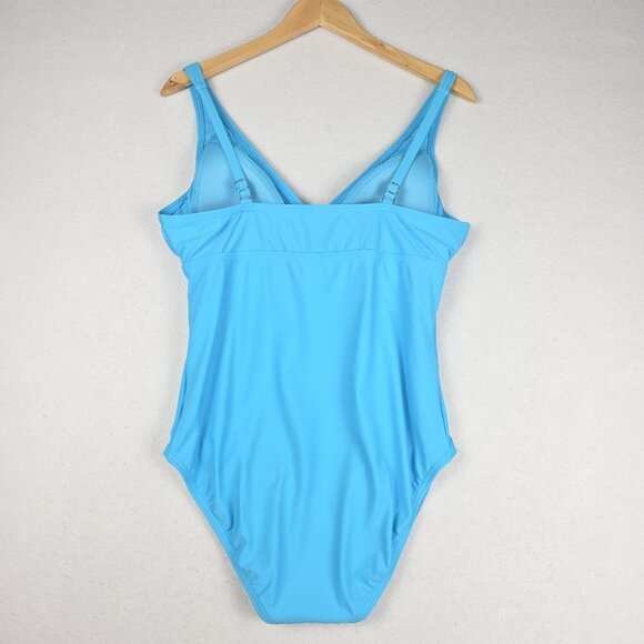 NWT Lands End Women 1-Piece Swim Med. 10/12 Turquoise Blue Tummy Control UPF 50 - Picture 8 of 15